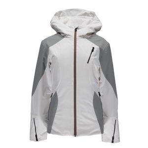 White and black Spyder ski and snowboard jacket